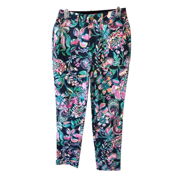 Lilly Pulitzer 4 High Tide Navy SHE'S GOT SOL KELLY STRETCH PANTS Ankle NWT - Picture 3 of 11
